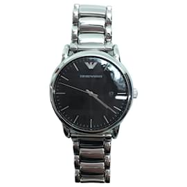 Emporio Armani-EMPORIO ARMANI Quartz watch / analog / stainless steel / BLK-Silvery