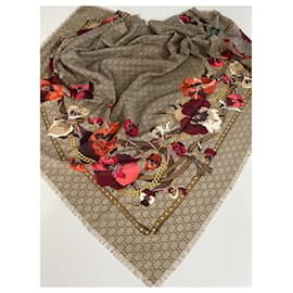 Gucci-Gucci Monogram Blooms shawl-Multiple colors