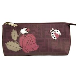 Fendi-Fendi Zucca Spalmati Rose Ladybug Purple FF Logo Clutch Mini Bag Zipper Handtasche-Mehrfarben 