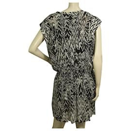 Iro-IRO Black & White Cantela Print Viscose Mini Dress size 36-Black,White