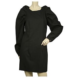 Vicolo Noir Coton Manches Longues Bouffantes Mini Longueur Robe Courte Taille S Noir