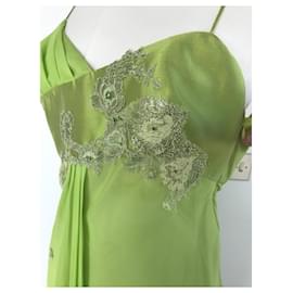 Autre Marque-Robe Cocktail en Soie/ Silk Cocktail Dress-Vert clair