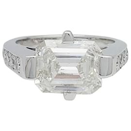 inconnue-anel de ouro branco, diamante lapidado esmeralda 4 Cts.-Outro