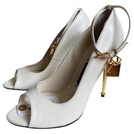 Tom Ford Open Toe Heels White Leather White