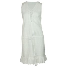Melissa Odabash Layla Mini vestido bordado com cadarço em algodão branco Branco Cru