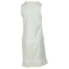 Melissa Odabash-Melissa Odabash Layla Lace-Up Embroidered Mini Dress in White Cotton-White,Cream