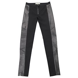 Burberry Leggings with Leather Side Panel in Black Viscose Black