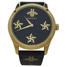 Gucci-GUCCI G Timeless / Quartz Watch / Waterproof / Pot / Analog / Leather / Black-Black