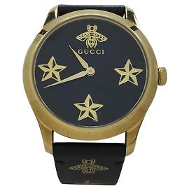 GUCCI G Timeless / Reloj de cuarzo / Impermeable / Olla / Analógico / Cuero / Negro Negro
