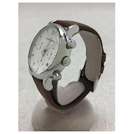 Emporio Armani-EMPORIO ARMANI Quartz Watch / Analog / Leather / WHT / BRW-Bronze