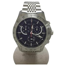 Gucci-GUCCI G Timeless / 126.2 / Chronograph / Quartz Watch / Analog / Stainless Steel / Black / Silver-Silvery