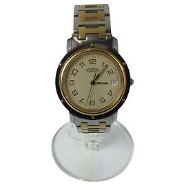 Hermès Reloj de cuarzo HERMES / analógico / acero inoxidable / CRM / clipper Plata