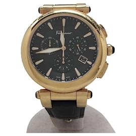 Salvatore Ferragamo-Salvatore Ferragamo Quartz watch / analog / leather / BLK / BLK / chronograph-Black