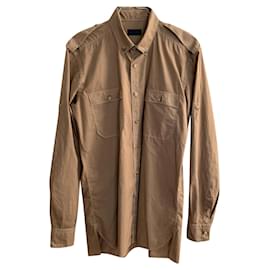 Lanvin-Light cotton army shirt-Brown