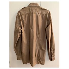 Lanvin-Light cotton army shirt-Brown