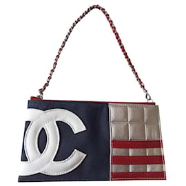 Chanel-Bandera americana de la vendimia de Chanel-Plata,Roja,Azul marino