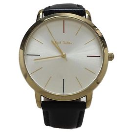 Reloj de cuarzo Paul Smith / analógico / cuero / WHT / BLK Negro