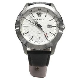 Versace / GMT / Quartz Watch / Analog / Leather / White / Black Black