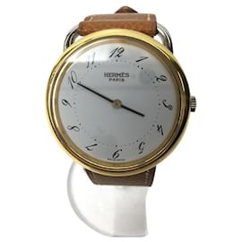 Hermès-HERMES Quartz Watch / Analog / Rubber / WHT / BRW / Arsoe-Brown