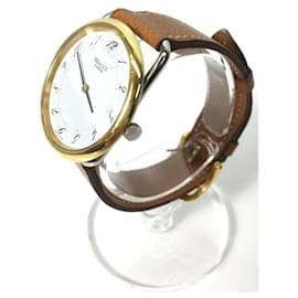 Hermès-HERMES Quartz Watch / Analog / Rubber / WHT / BRW / Arsoe-Brown