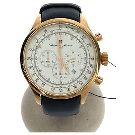 Autre Marque Salvatore Marra Quartz Watch / Analog / Leather / WHT / NVY Navy blue