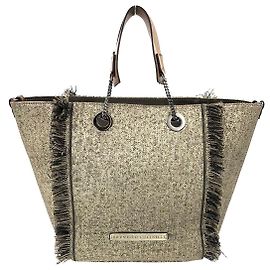 Cabas Brunello Cucinelli en toile métallisée dorée à couture effilochée Doré Métallisé