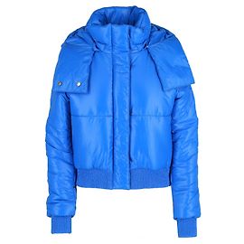Off White Langärmlige, wattierte Daunenjacke in Off-White Blau
