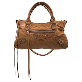 Balenciaga-Balenciaga vintage City PM bag in cigar brown distressed leather-Brown