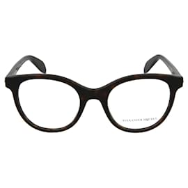 Alexander Mcqueen-Round Acetate Optical Glasses-Brown