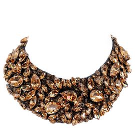 Girocollo Brunello Cucinelli in seta nera con perline di cristallo bronzo e paillettes Metallico Bronzo