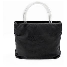Prada-Prada mini tote in black nylon with perspex handles-Black