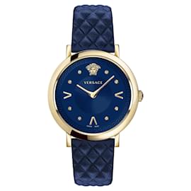 Versace-Versace Pop Chic Leather Watch-Golden,Metallic