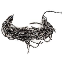 Brunello Cucinelli choker in hematite beaded strands Black