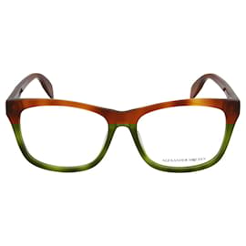 Alexander Mcqueen-Alexander McQueen Square Acetate Optical Glasses-Brown