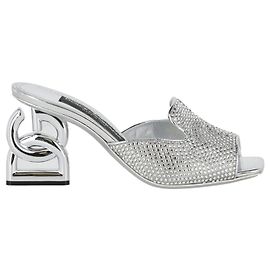 Dolce & Gabbana Mules à talon orné de logo Argenté Métallisé