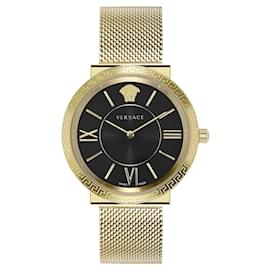 Versace-Glamour Mesh Watch-Golden,Metallic