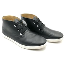 Hermès-Hermès high top sneakers in black leather-Black