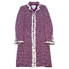 Chanel-*[Used] Chanel Tweed Coat Purple / White 34-Purple