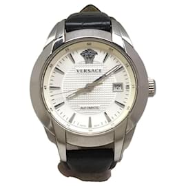 Versace-VERSACE Self-winding watch / analog / leather / SLV / BLK-Black