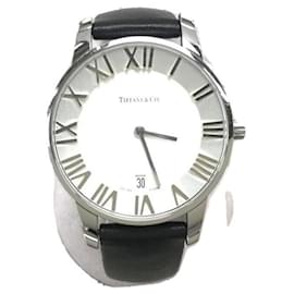 Tiffany & Co-TIFFANY & CO. Atlas Dome / Quartz Watch / Analog / Leather / SLV-Black