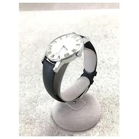 Tiffany & Co-TIFFANY & CO. Atlas Dome / Quartz Watch / Analog / Leather / SLV-Black