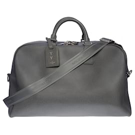 Louis Vuitton-Splendid & Rare "Kendall" travel bag in mouse gray taiga leather , Garniture en métal argenté-Grey