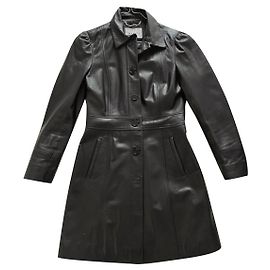 Max & Co Real leather trench coat Black