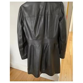 Max & Co-Trench-coat en cuir véritable-Noir