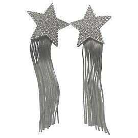 Orecchini stella Saint Laurent con catene in ottone Argento