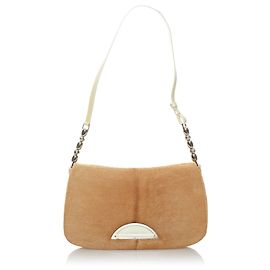 Baguette Dior Marrone Malice Pony Capelli Marrone Bianco Beige