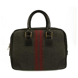 Céline-CELINE black leather gray red tweed fabric doctor camera top handle hand bag-Grey
