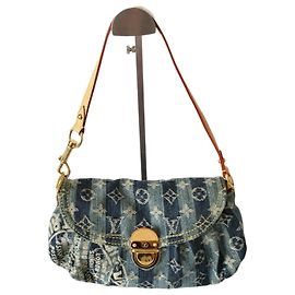 Sac Louis Vuitton Pleaty en toile denim bleu Bleu