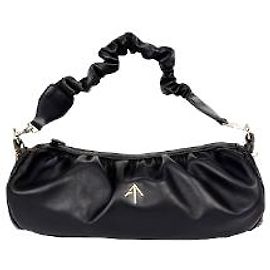Autre Marque Manu Atelier - Bolsa Cilindro Ruched Preto Gold hardware