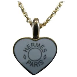 Hermès-colgante hermes con collar chapado en oro 60cms-Blanco